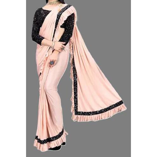 Lycra Saree Cream