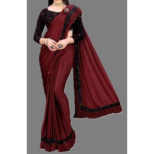 Lycra Saree Maroon