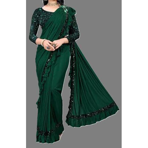 Lycra Saree Green