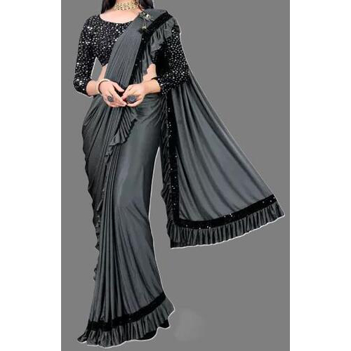 Lycra Saree Grey