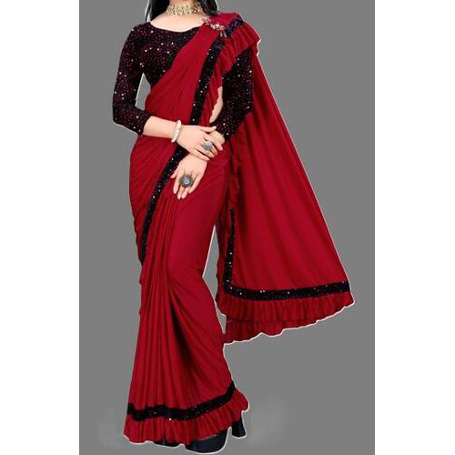 Lycra Saree Red