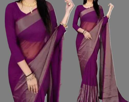 Two-Tone Chiffon Lavender Saree With Blouse