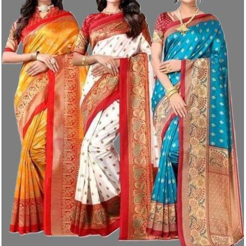 Combo Sarees With Blouse  Pack of 3 Sizes