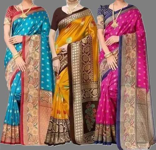 Combo Sarees With Blouse  Pack of 3 Sizes