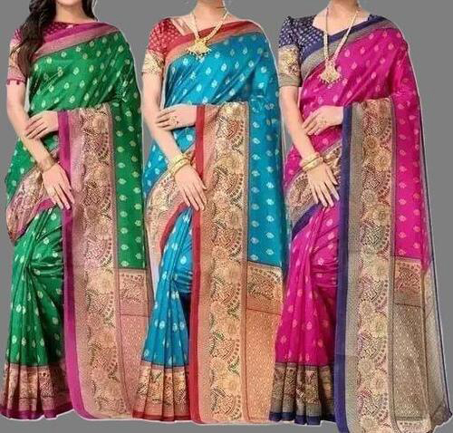 Combo Sarees With Blouse  Pack of 3 Sizes