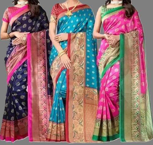 Combo Sarees With Blouse  Pack of 3 Sizes