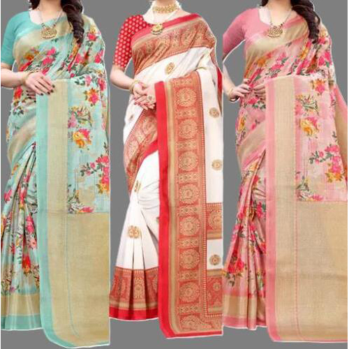 Poly Silk Charvi Drishya Sarees  Pack of 3 Sizes