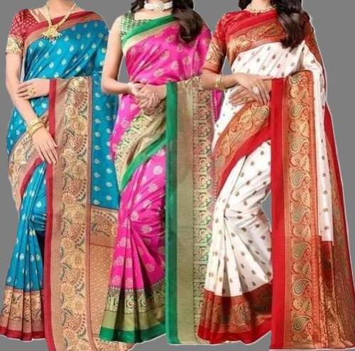 Combo Sarees With Blouse Pack of 3 Sizes