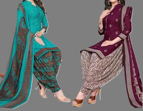 SIMPLYETHNIC Women's Multicolor Crepe Printed Unstitched Salwar Suit Material (Combo Of 2)