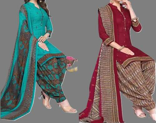 SIMPLYETHNIC Women's Multicolor Crepe Printed Unstitched Salwar Suit Material (Combo Of 2)