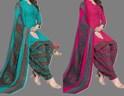 SIMPLYETHNIC Women's Multicolor Crepe Printed Unstitched Salwar Suit Material (Combo Of 2)