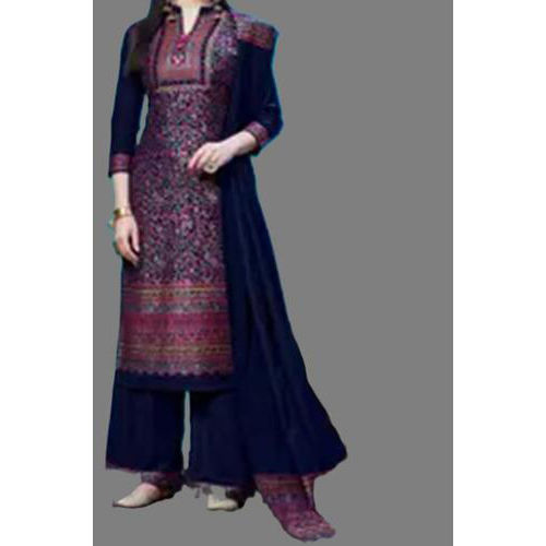 Safaa Women's Wool Unstitched Salwar Suit (SAFAA-1005-NAVY_Navy Blue_Free Size)