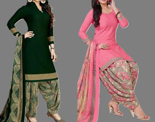 SIMPLYETHNIC Women's Multi Colour Crepe Printed Unstitched Salwar Suit Material (Combo Of 2)