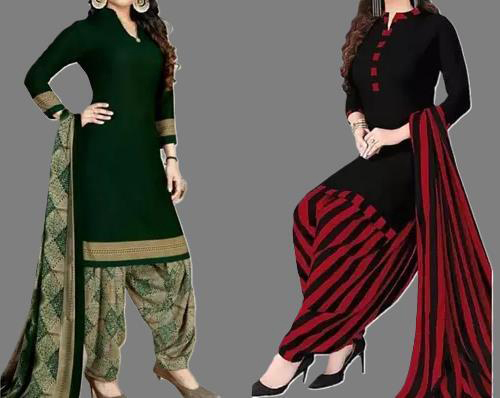 SIMPLYETHNIC Women's Multi Colour Crepe Printed Unstitched Salwar Suit Material (Combo Of 2)