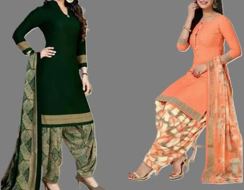 Women's Multi Colour Crepe Printed Unstitched Salwar Suit Material (Combo Of 2)