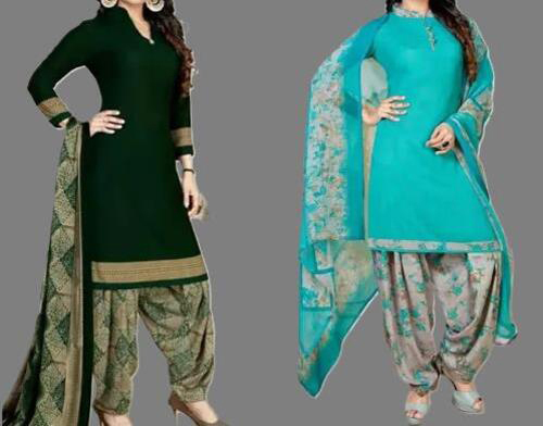 SIMPLYETHNIC Women's Multi Colour Crepe Printed Unstitched Salwar Suit Material (Combo Of 2)