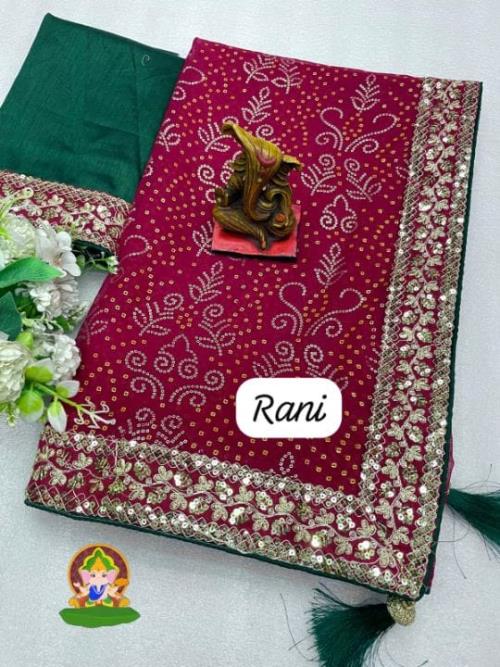Georgette Blooming Silk Saree with Bandhej Foil Print, Lace Border with Sequins & Heavy Latkan - Tra