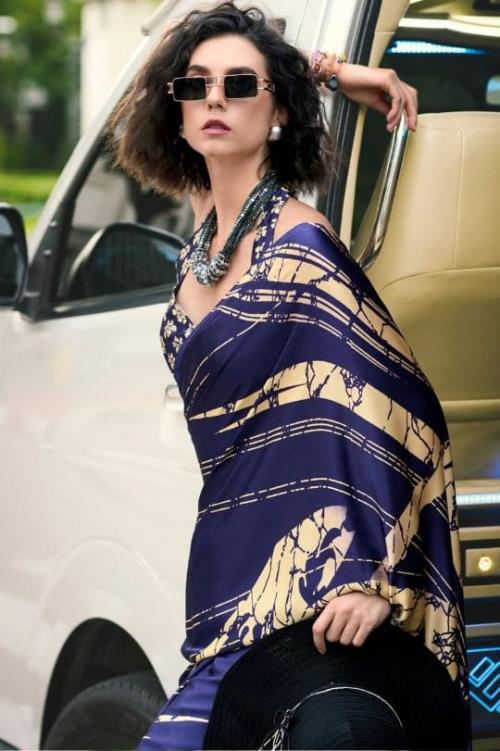 Elegant Satin Silk Saree – Luxurious & Classy Look | Perfect for Weddings & Special Occasions.