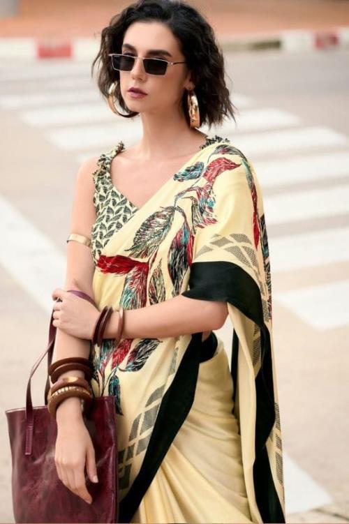 Elegant Satin Silk Saree – Luxurious & Classy Look | Perfect for Weddings & Special Occasions .