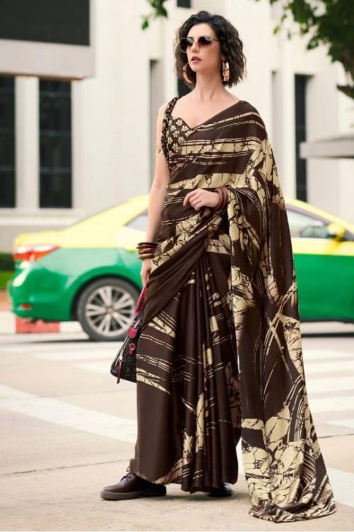 Elegant Satin Silk Saree – Luxurious & Classy Look | Perfect for Weddings & Special Occasions .