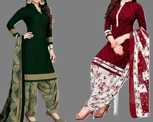 SIMPLYETHNIC Women's Multi Colour Crepe Printed Unstitched Salwar Suit Material (Combo Of 2)