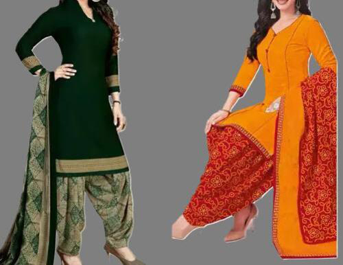 SIMPLYETHNIC Women's Multi Colour Crepe Printed Unstitched Salwar Suit Material (Combo Of 2)