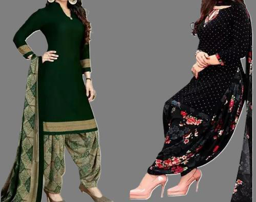 SIMPLYETHNIC Women's Multi Colour Crepe Printed Unstitched Salwar Suit Material (Combo Of 2)