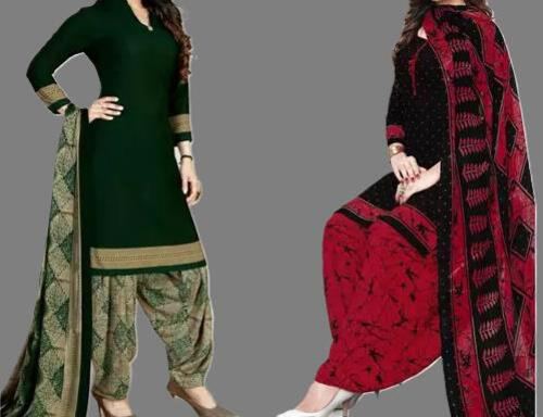 SIMPLYETHNIC Women's Multi Colour Crepe Printed Unstitched Salwar Suit Material (Combo Of 2)