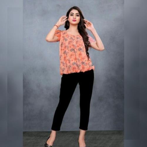 Printed Georgette Top With Inner.