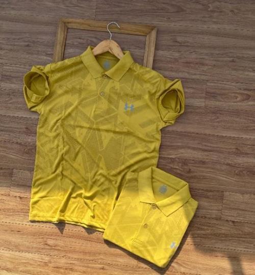 Premium Quality Sports Malai Lycra Half Sleeves Collar T-Shirt with Design | Proper Chest Printing |