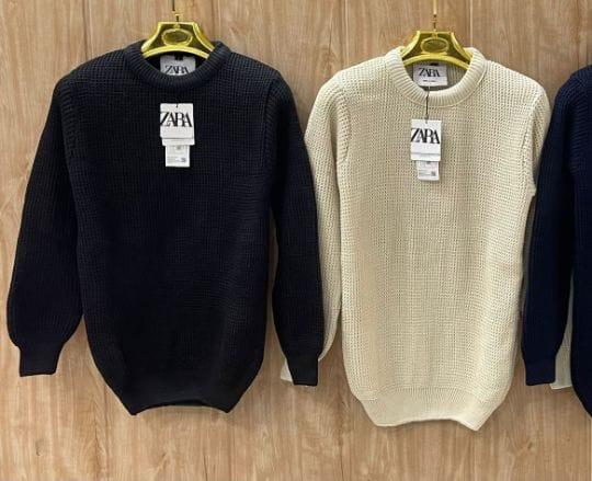  INSPIRED  ZARA ZIGZAG KNIT COTTON PULLOVER SILKY SOFT HAND FEEL FABRIC TSHIRT
