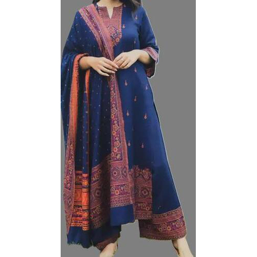 Wool Woven Suit With Shawl Unstitched Dress