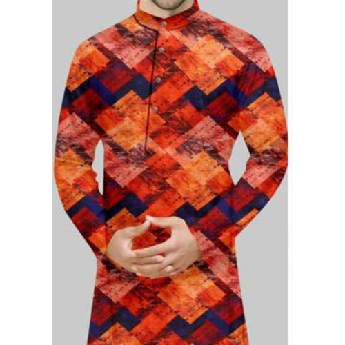 Men's Printed Kurta Cotton Multicolor