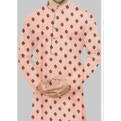 Men's Printed Kurta Cotton Mud