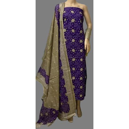 Bandhani Printed Cotton Dress Material Suit-Pack of 3