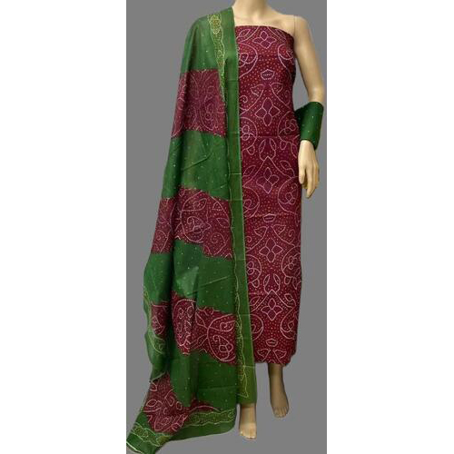 Bandhani Printed Cotton Dress Material Suit-Pack of 3