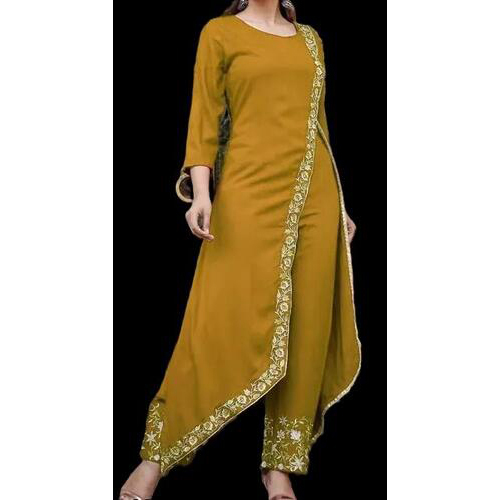 Mustard Embroidered Kurta set