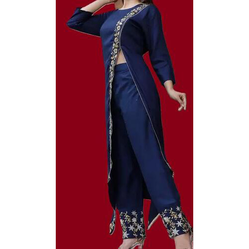 Navy Blue Embroidered Kurta set