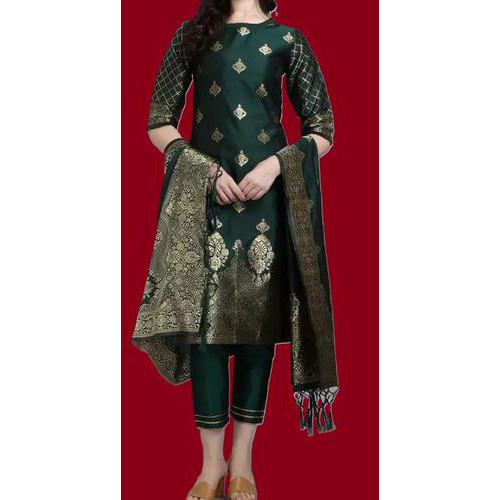 Design Kurta Pant With Dupatta Set (Green)