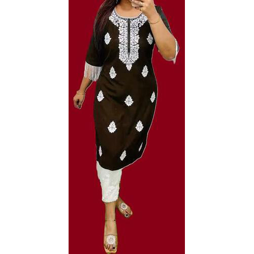 Lakhnavi Work with Latkan lace Work Kurti Pant Set