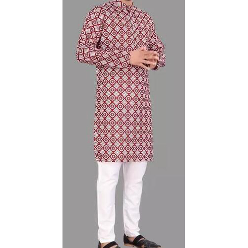 Men Printed Cotton Blend Straight Kurta Multicolor