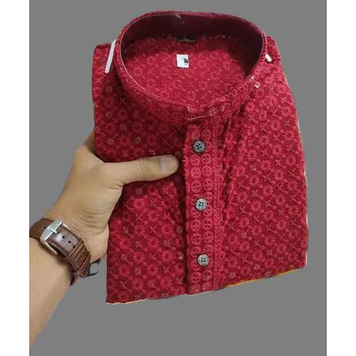 Red Embroidery Work Kurta