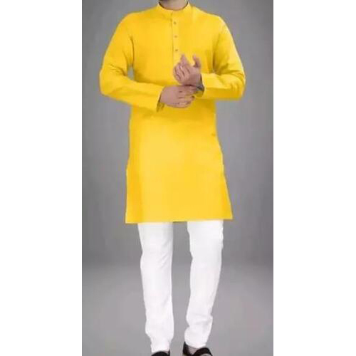 Kurta for Men's in cotton Yellow