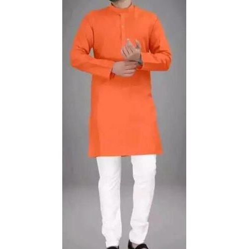 Kurta for Men's in cotton Saffron