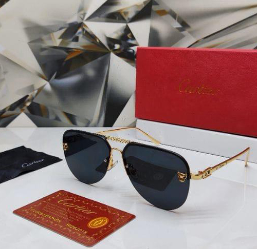 Cartier Unisex Sunglasses: High-Quality Shades with UV-Protective Glass in a Wide Brand Box