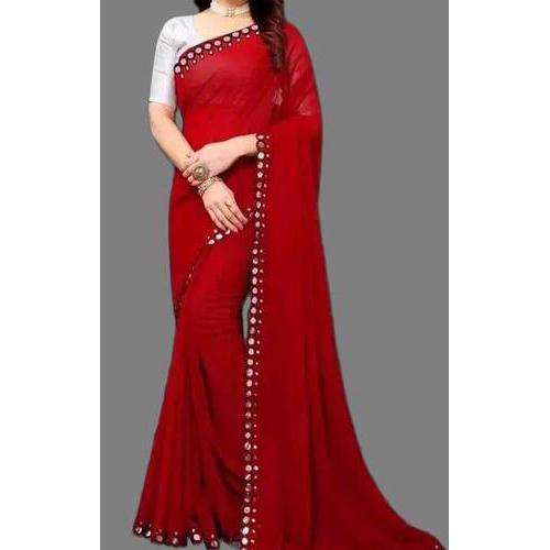 Georgette Saree Red