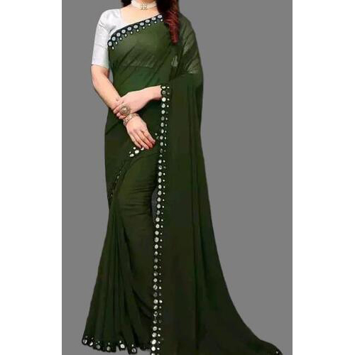 Georgette Saree Bottle Green