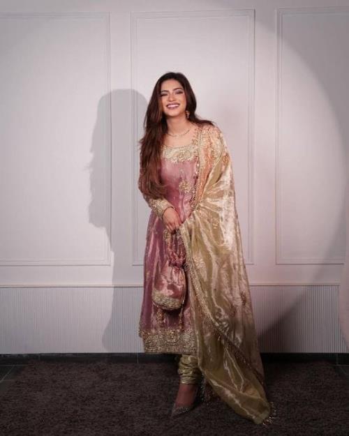 Luxury Wedding Ensemble – Inspired by Jimmy Choo | Sequins Embroidered Flair Top & Pant with Dupatta