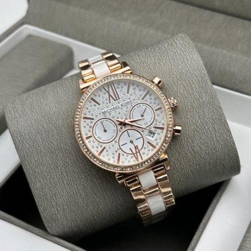  Inspired by Michael Kors 7A for Her – Elegant Diamond-Studded Chronograph Watch with Date Indicator