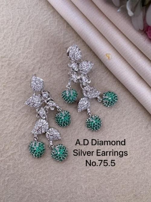 Original Elegant American Diamond Silver Earrings – Sparkling CZ Studs for Women & Girls – Perfect f